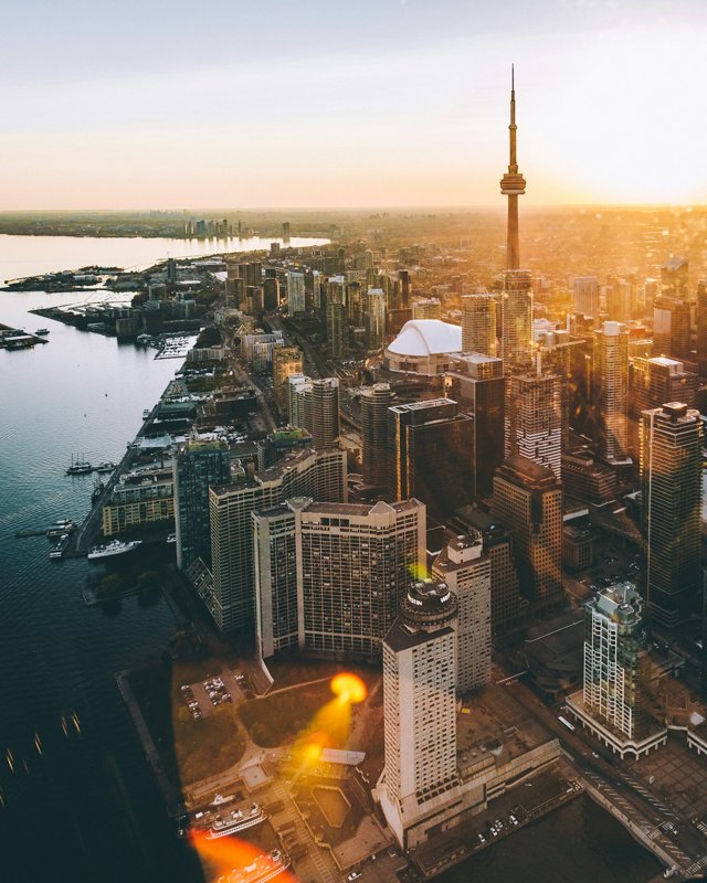 Toronto skyline beside Lake Ontario